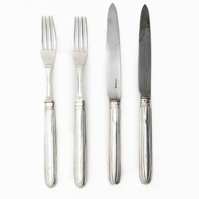 Gustaviansk, Carl Gideon Renander, cutlery, 4 pcs, silver, late Gustavian, Stockholm 1791-1792.