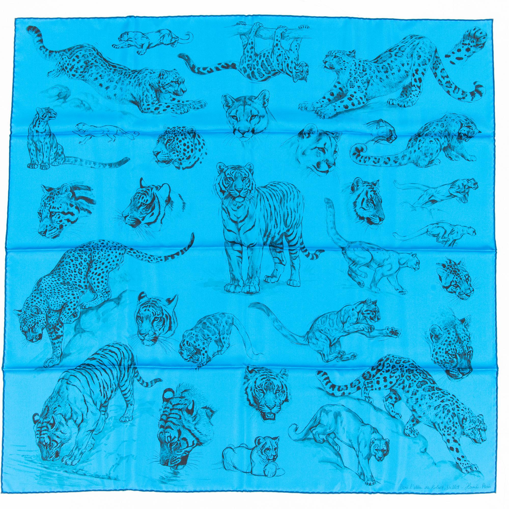 Hermès, silk scarf "Dans l'atelier de Robert Dallet".