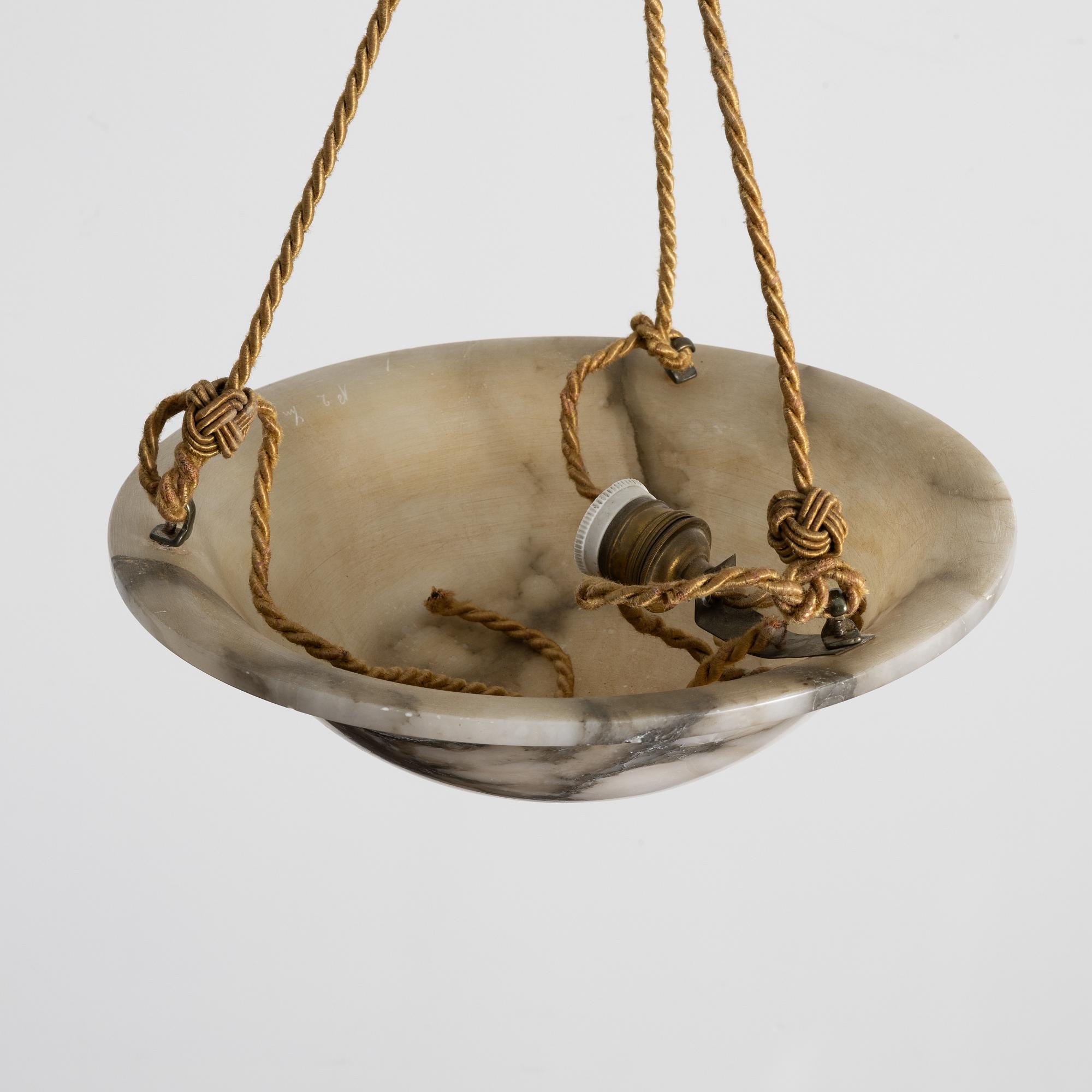 A ceiling lamp, alabaster, 1920s.