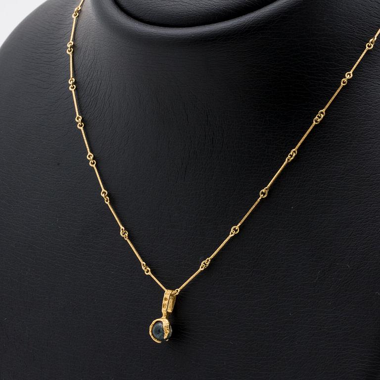 LAPPONIA Björn Weckström COLLIER 18K guld mossagat ca 6 mm, Finland 1982 och 1989.
