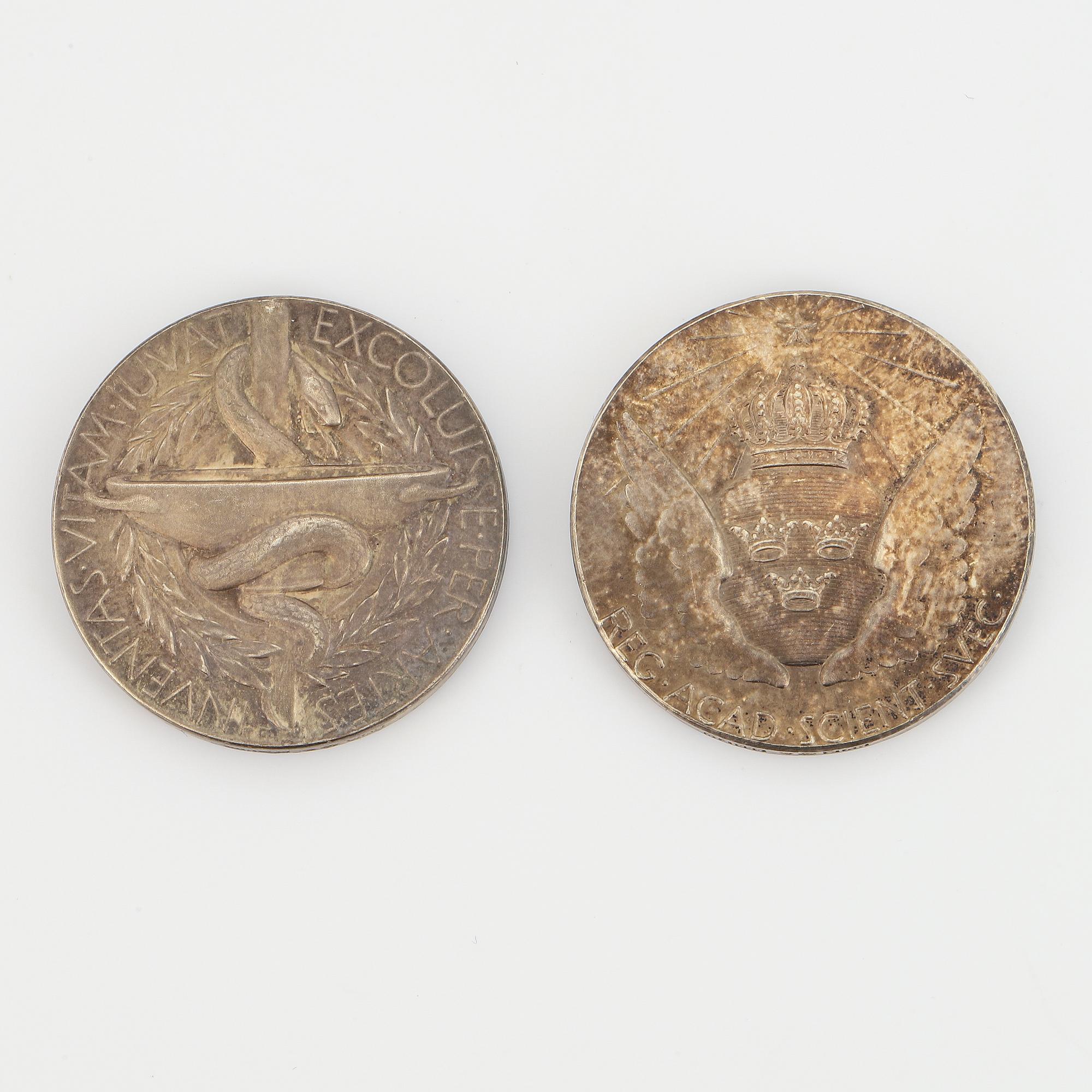 TVÅ MEDALJER, Alfred Nobel, silver.