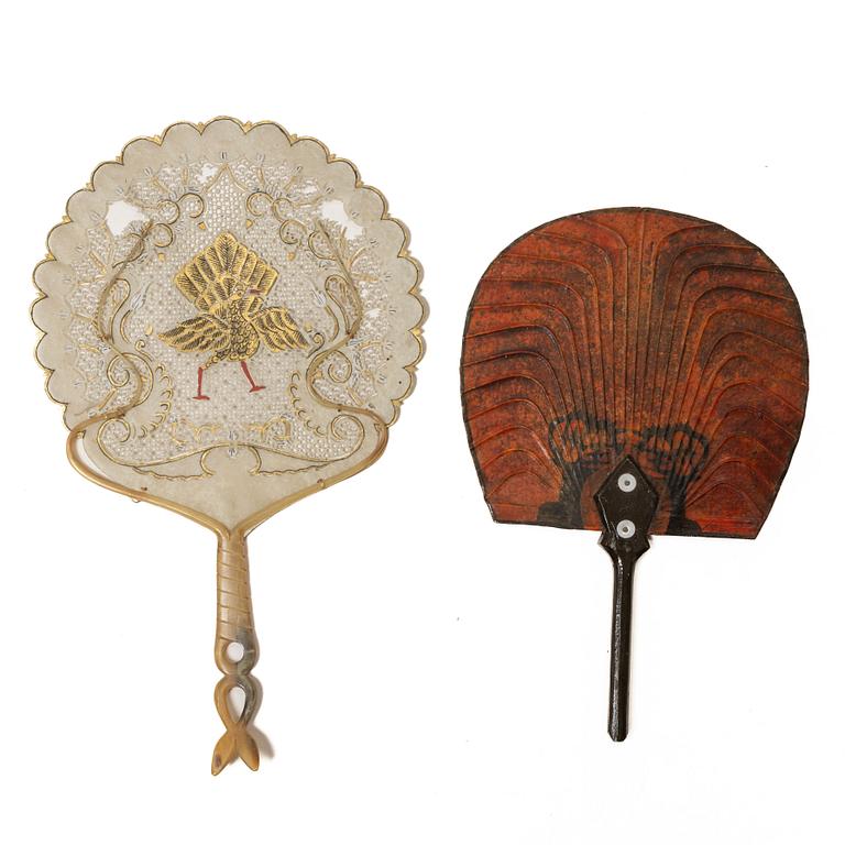 Fläktor, 12 stycken, papp. Sen Qingdynasti/tidigt 1900-tal.