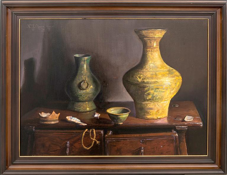 Johnny Oppenheimer, oil on canvas, signed and dated 97.