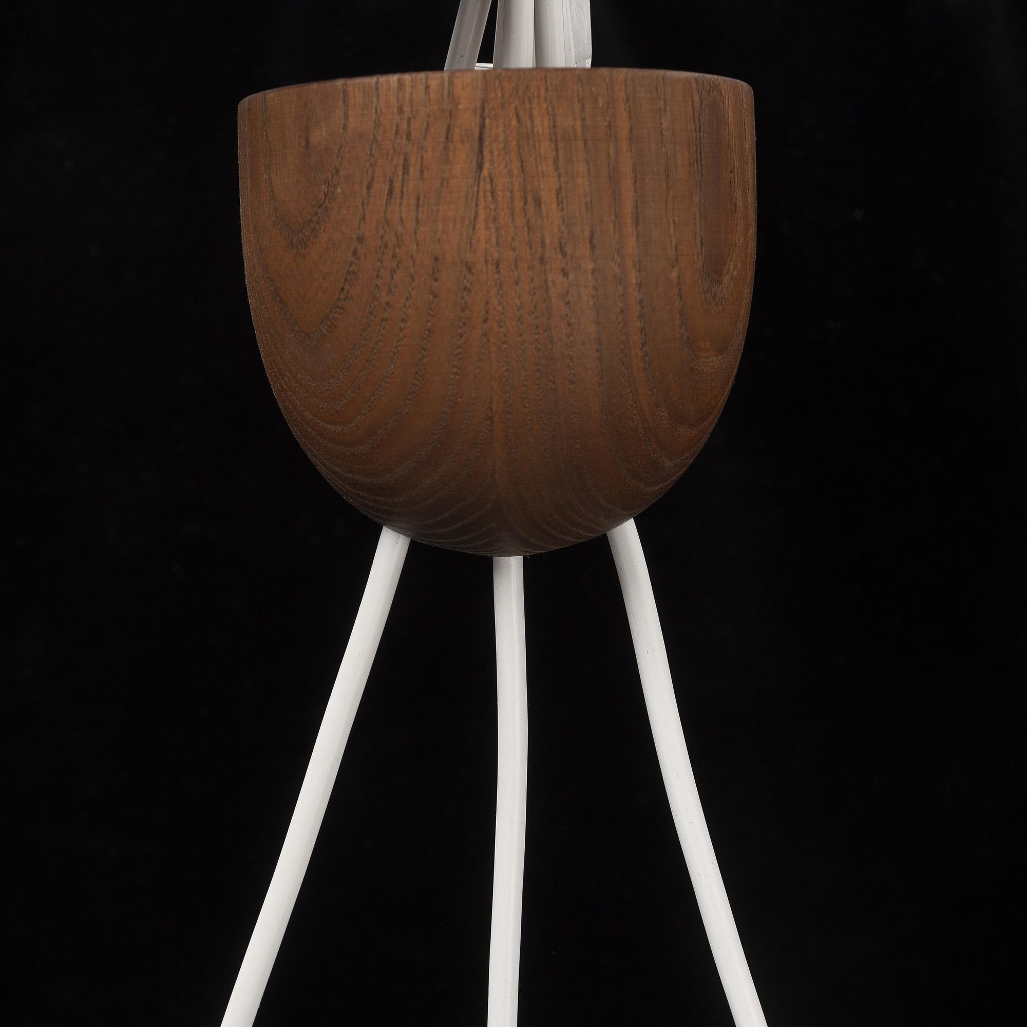 Uno & Östen Kristiansson, a teak and glass ceiling light from Luxus, Vittsjö, 1950's/60's.