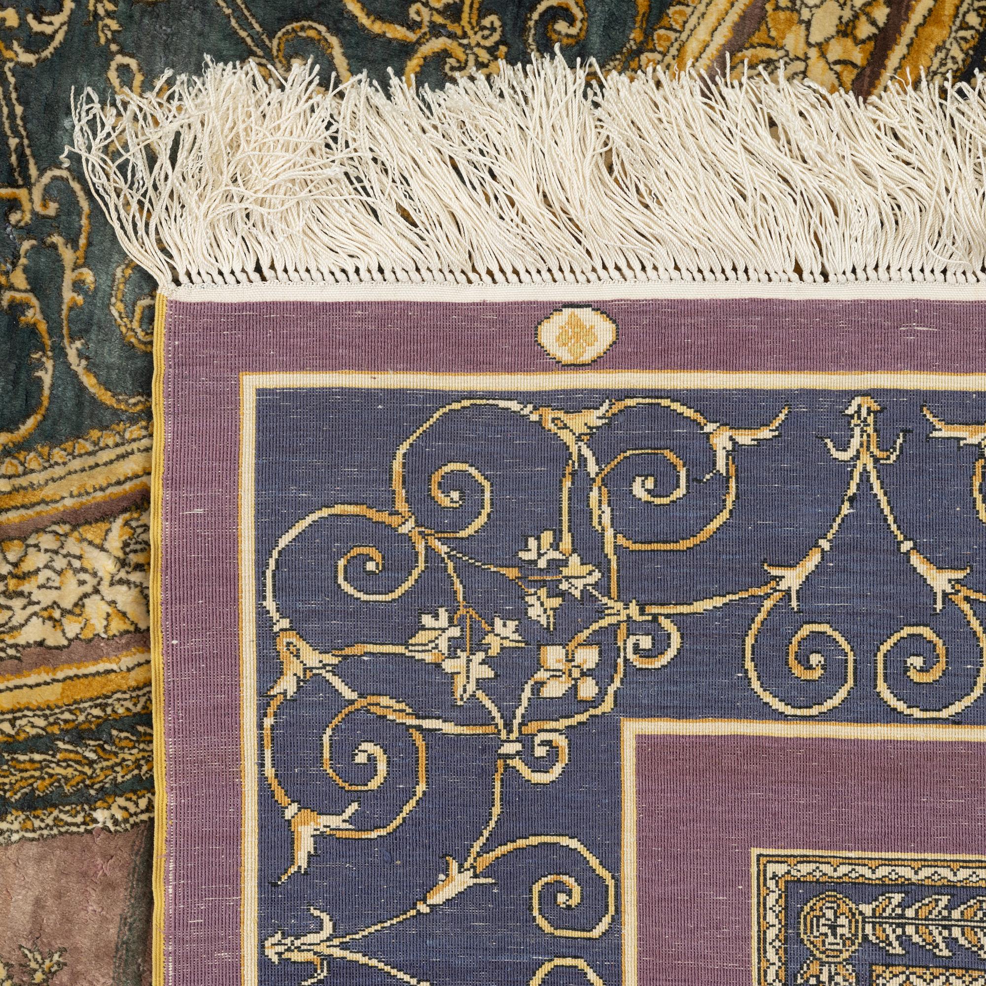 A silk rug, oriental, ca 163 x 166 cm.