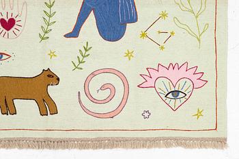 A hand-embroidered kilim rug, c. 186 x 125 cm.