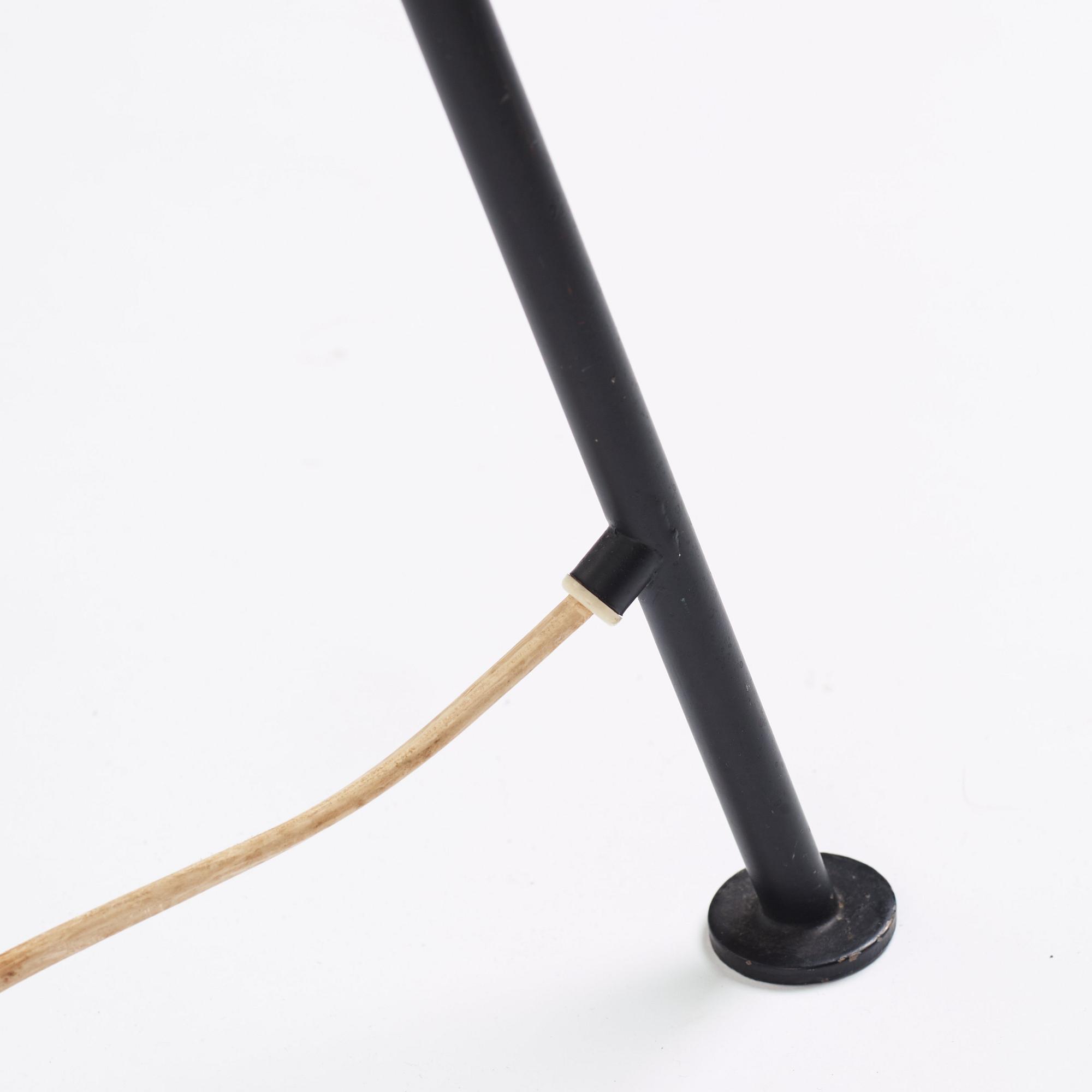 Greta Magnusson Grossman, a black lacquered 'G-33' / Grasshopper floor light, Bergboms, Malmö, Sweden 1950s.