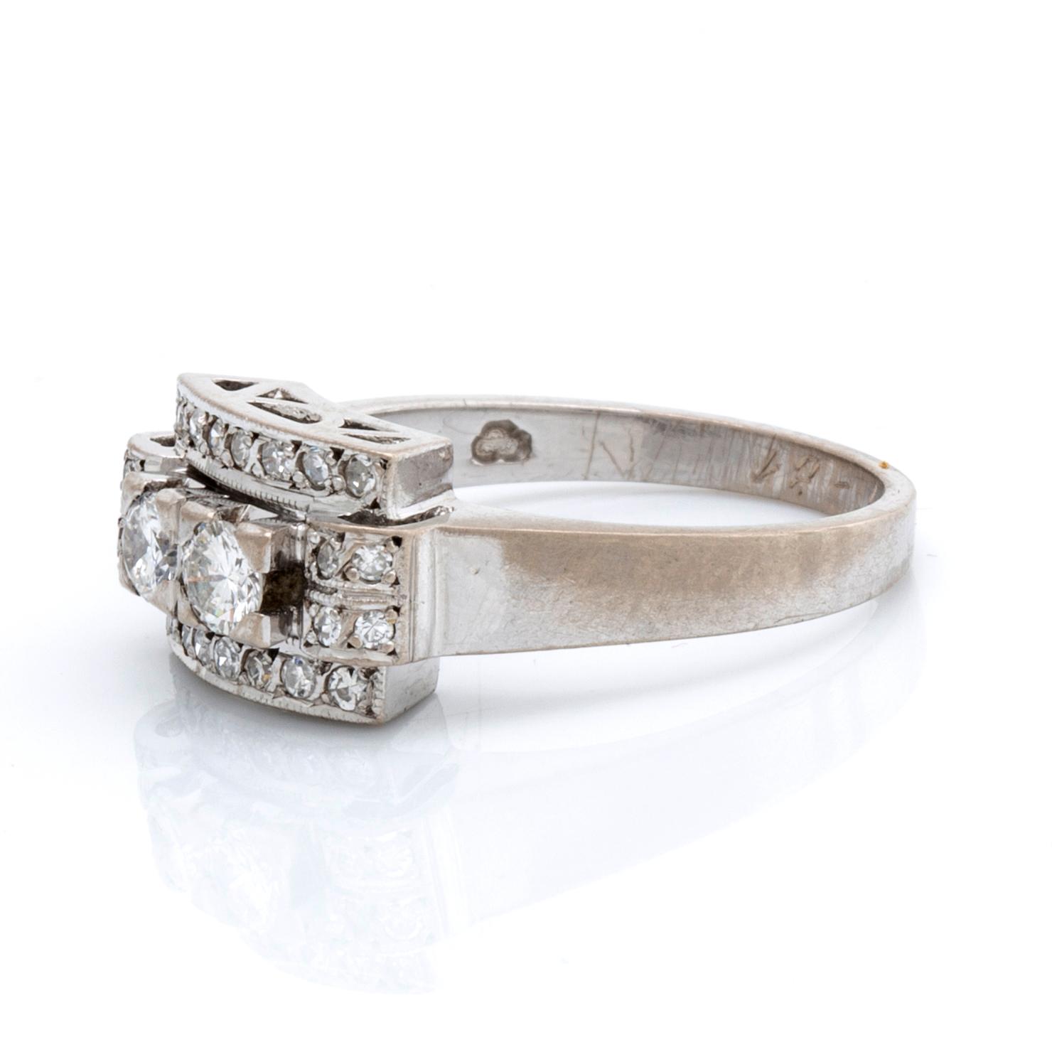 DIAMOND RING 18K whitegold brilliant and single-cut diamonds 0,53 ct in total inscribed.