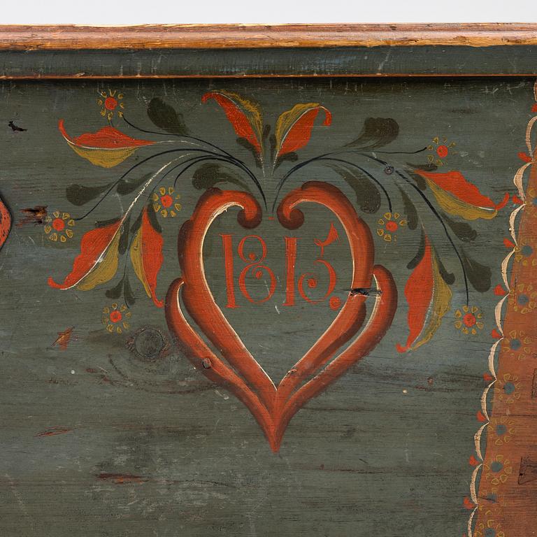 A Swedish painted chest, dated 1815.