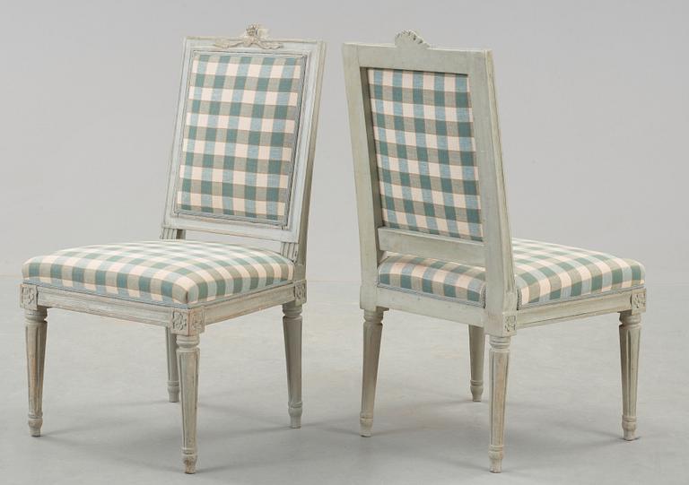 Four Gustavian chairs by J Malmsten, master 1780.