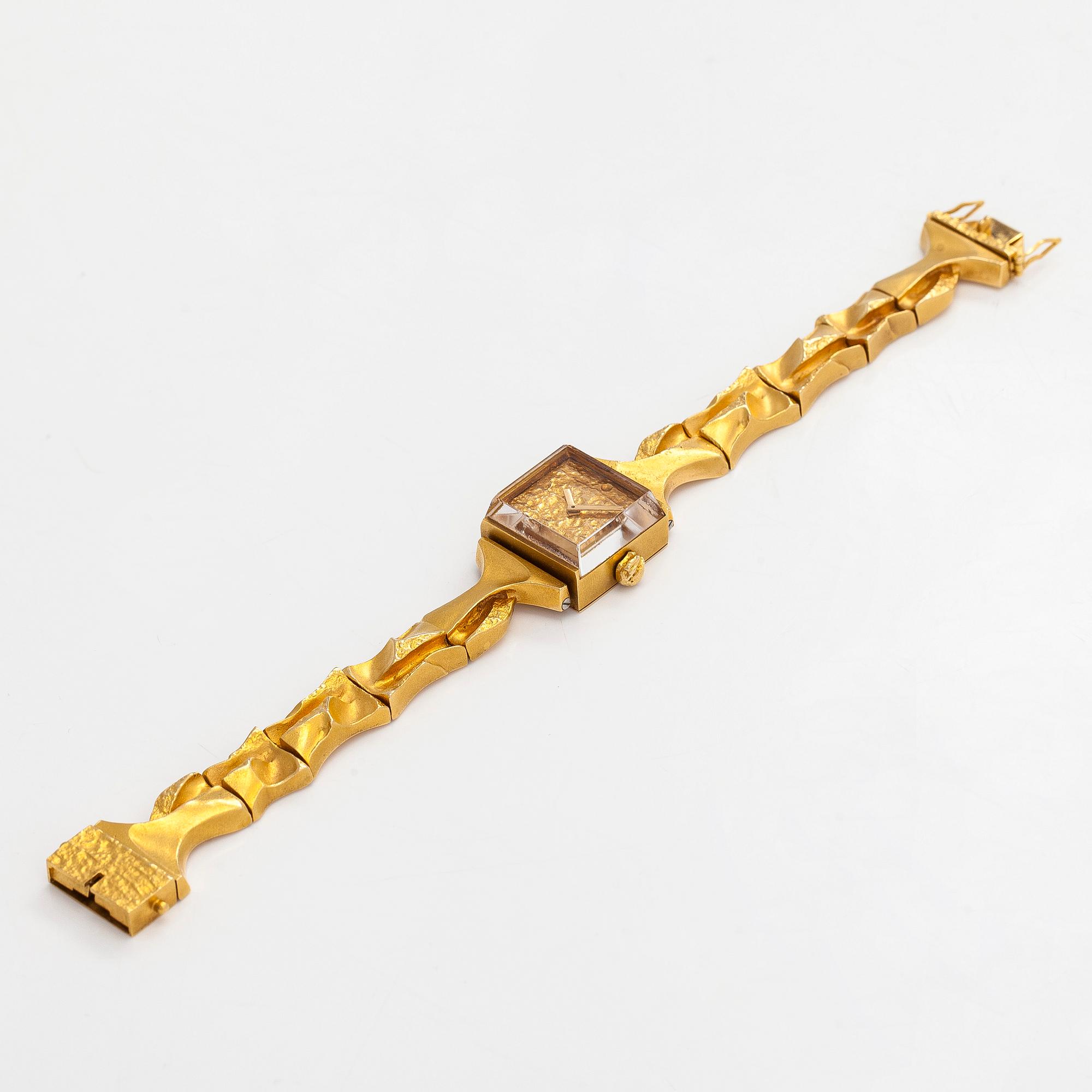 Björn Weckström, an 18K gold 'Time Adviser' wristwatch. Lapponia 1975.