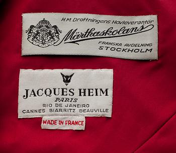 JAQUES HEIM/MÄRTHASKOLAN, ensemble, kappa samt klänning,1963/64.