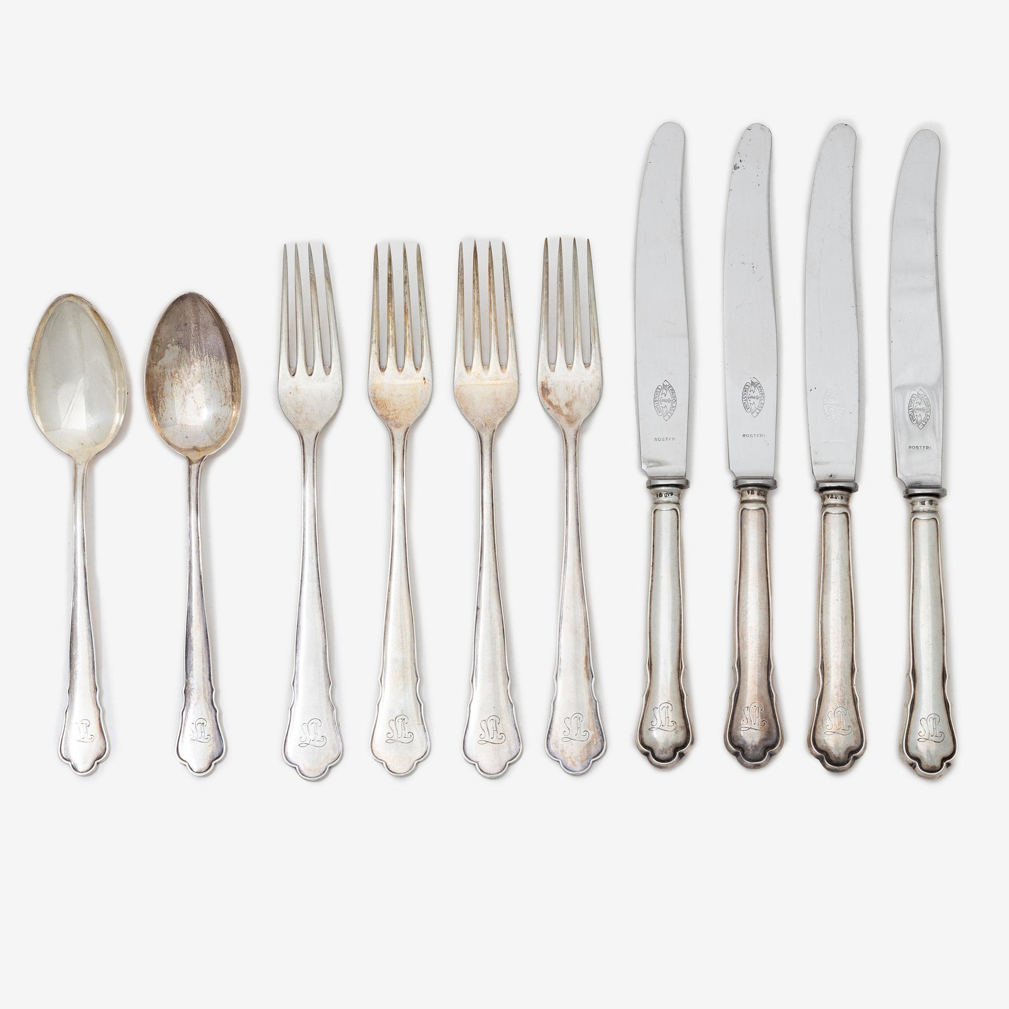 Cutlery, 10 pcs, silver, 'Chippendale', GAB, Stockholm.