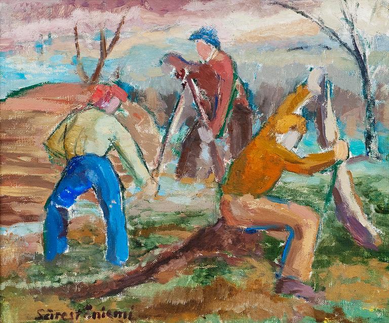 Reidar Särestöniemi, MEN WORKING ON A HILL.