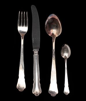 BESTICKSERVISDELAR, 48 st, silver, "Chippendale, GAB, Stockholm, 1900-talets andra hälft. Vikt 1 565 g.