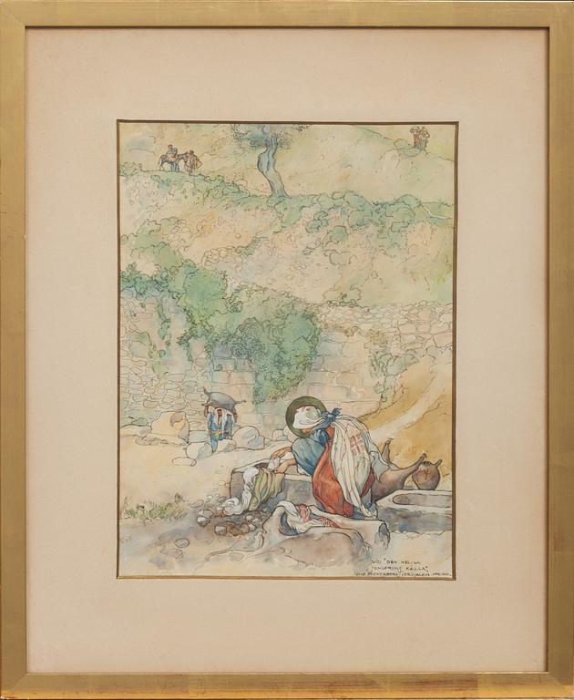 OLLE HJORTZBERG, akvarell, sign. och daterad 1900.