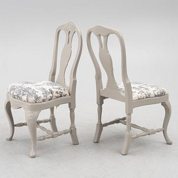 Dining table, 2 armchairs, 6 chairs, Rococo style, 20th century.