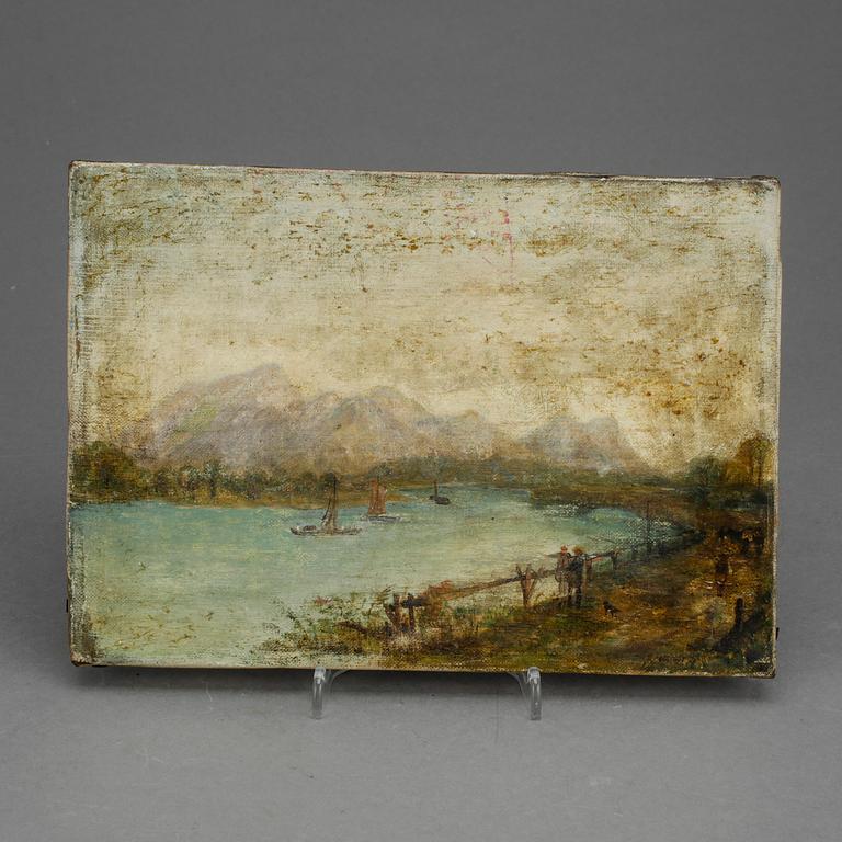 OKÄND KONSTNÄR, olja på duk. 1800-tal.