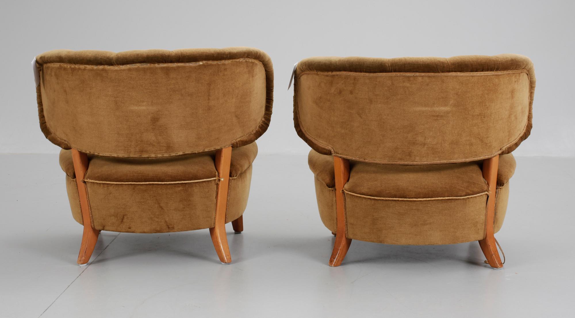 FÅTÖLJER ett par. Otto Schulz för JIO Möbler Jönköping, 1940-50-tal.