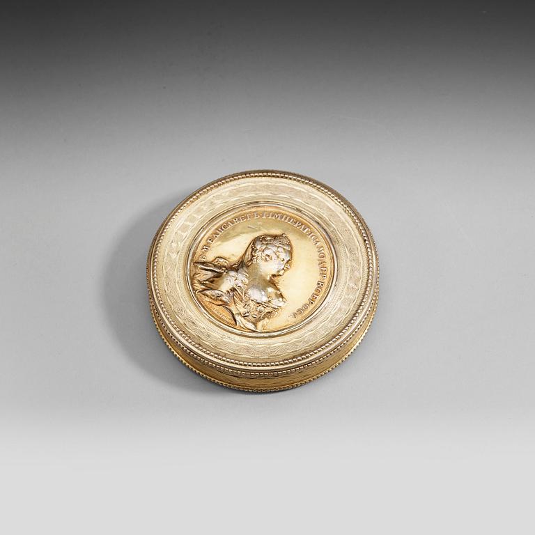 A Russian 18th century silver-gilt box, markes of Moscow 1790.