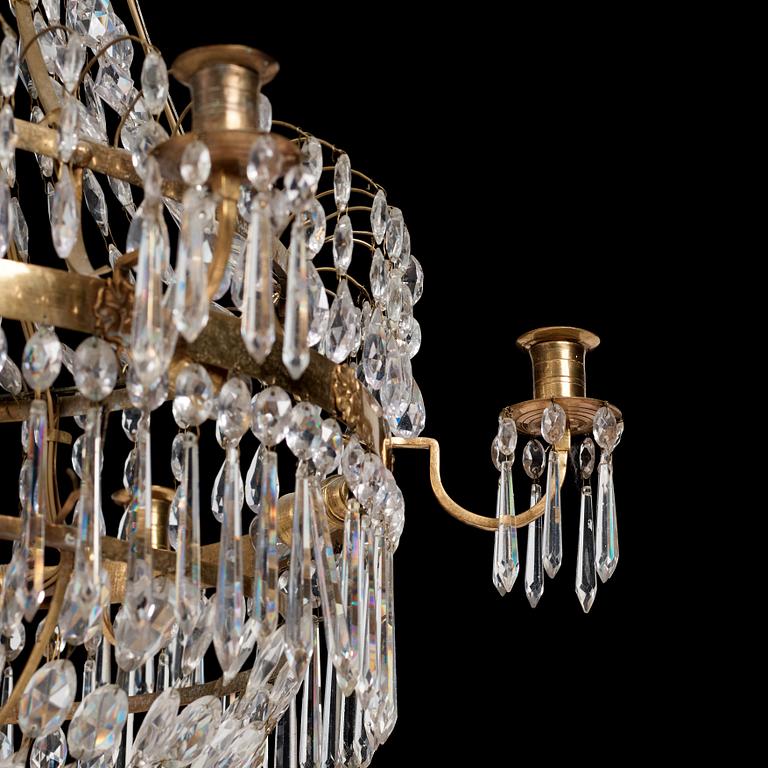 A late Gustavian early 19th Century seven-light chandelier.