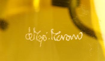 BORDSLAMPA, glas och metall, Murano, 1900-tal, graverad sign.