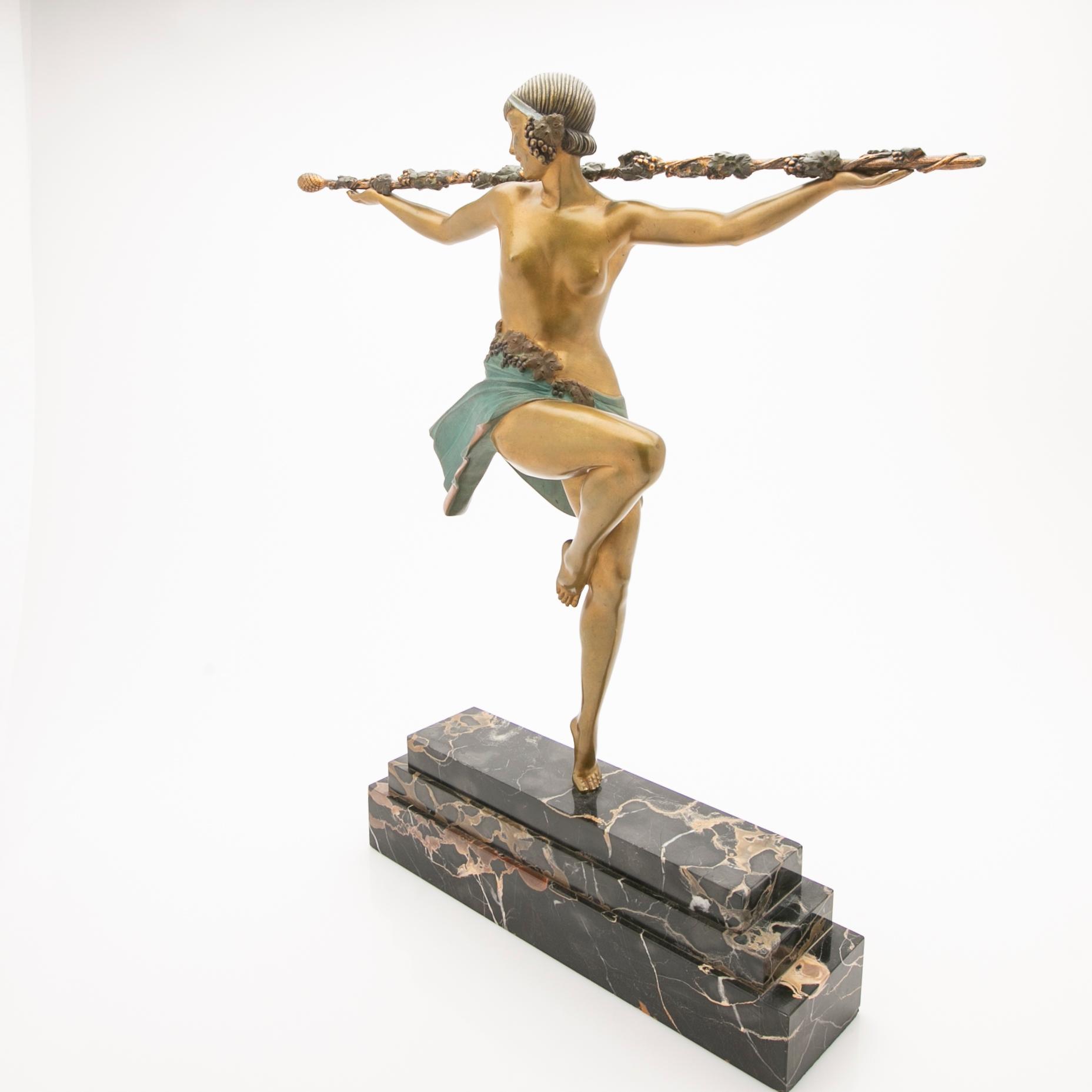 Sculpture, “La Danseuse au Thyrse”, after Pierre Le Faguays, 20th century.