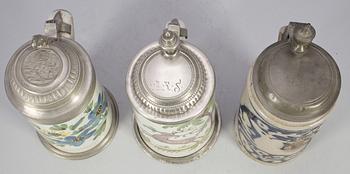 STOP, 3 st, fajans, stengods och tenn, 1700/1800-tal.