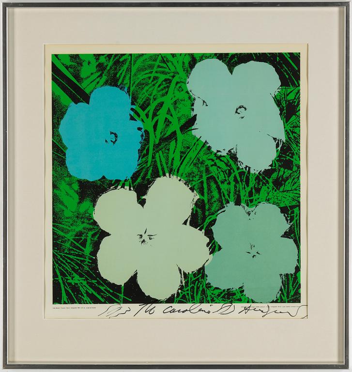 Andy Warhol, offset-serigrafi. Signerad med dedikation.