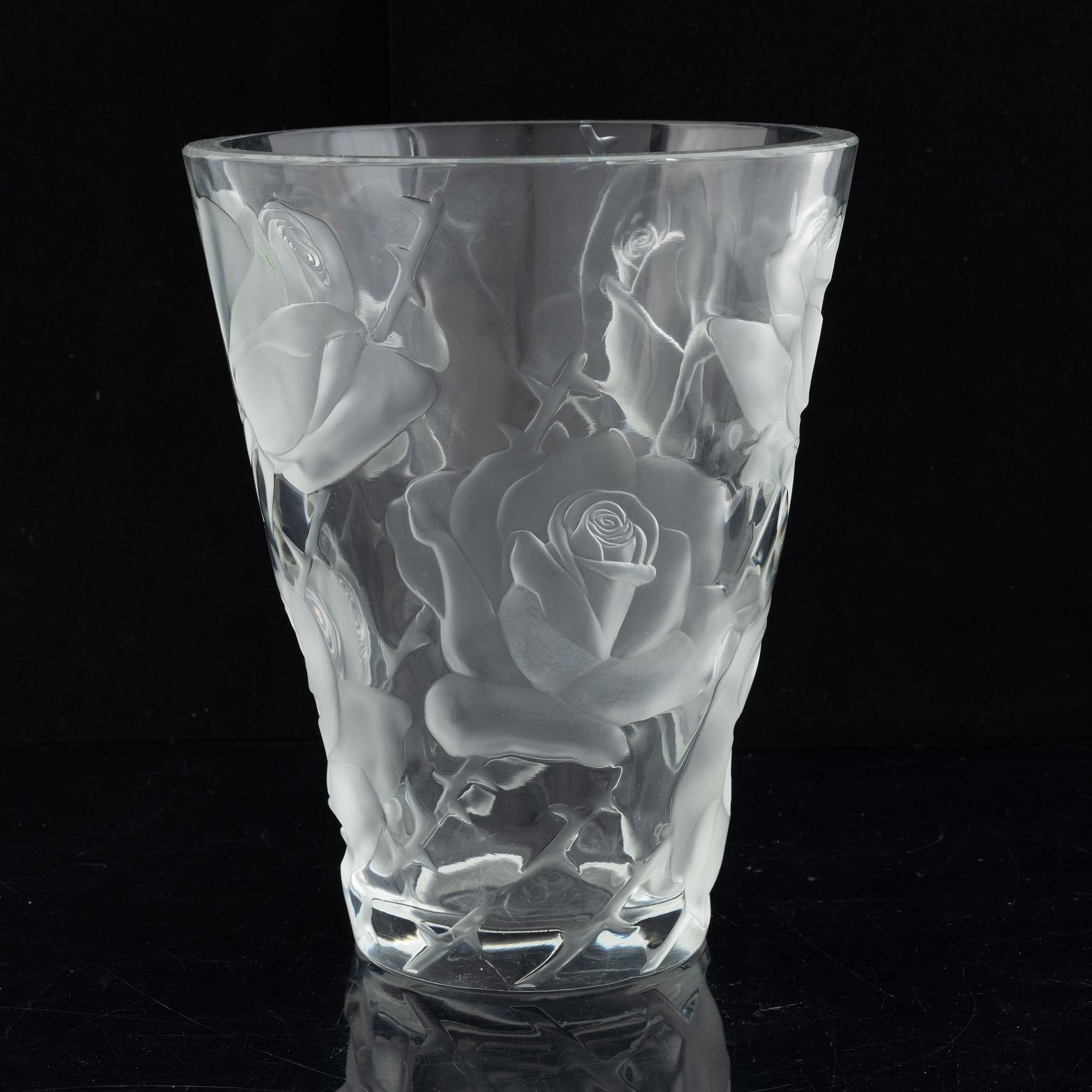 Lalique, an "Ispahan Rose" glass vase, France.