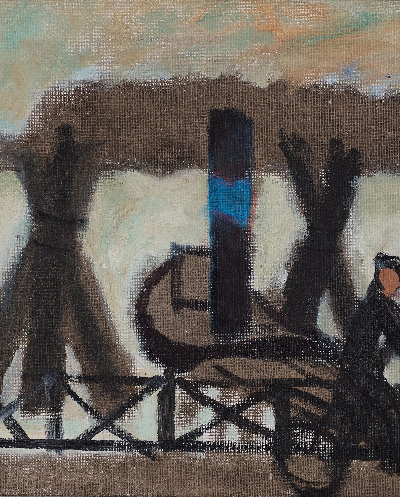 Ragnar Sandberg, By the harbour, man on bike.