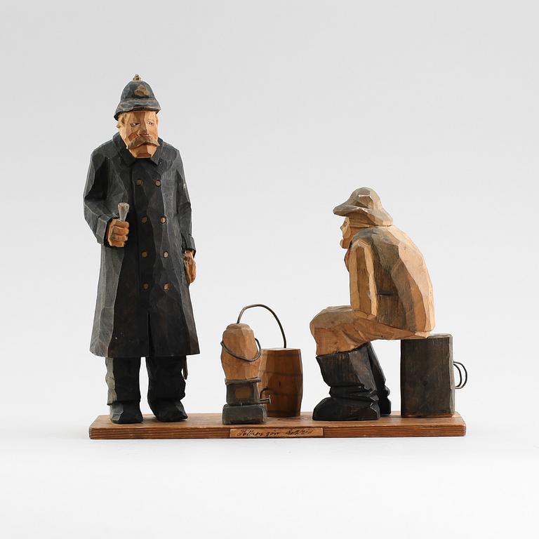 SKULPTUR, snidat trä, otydligt signerad och daterad 1900-talets första hälft.