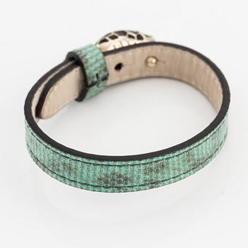 Bulgari, armband, med läder, "serpenti jasper green".