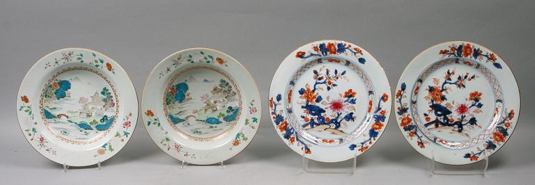 TALLRIKAR, 2+2, porslin, Qianlong, Kina 1700-tal.