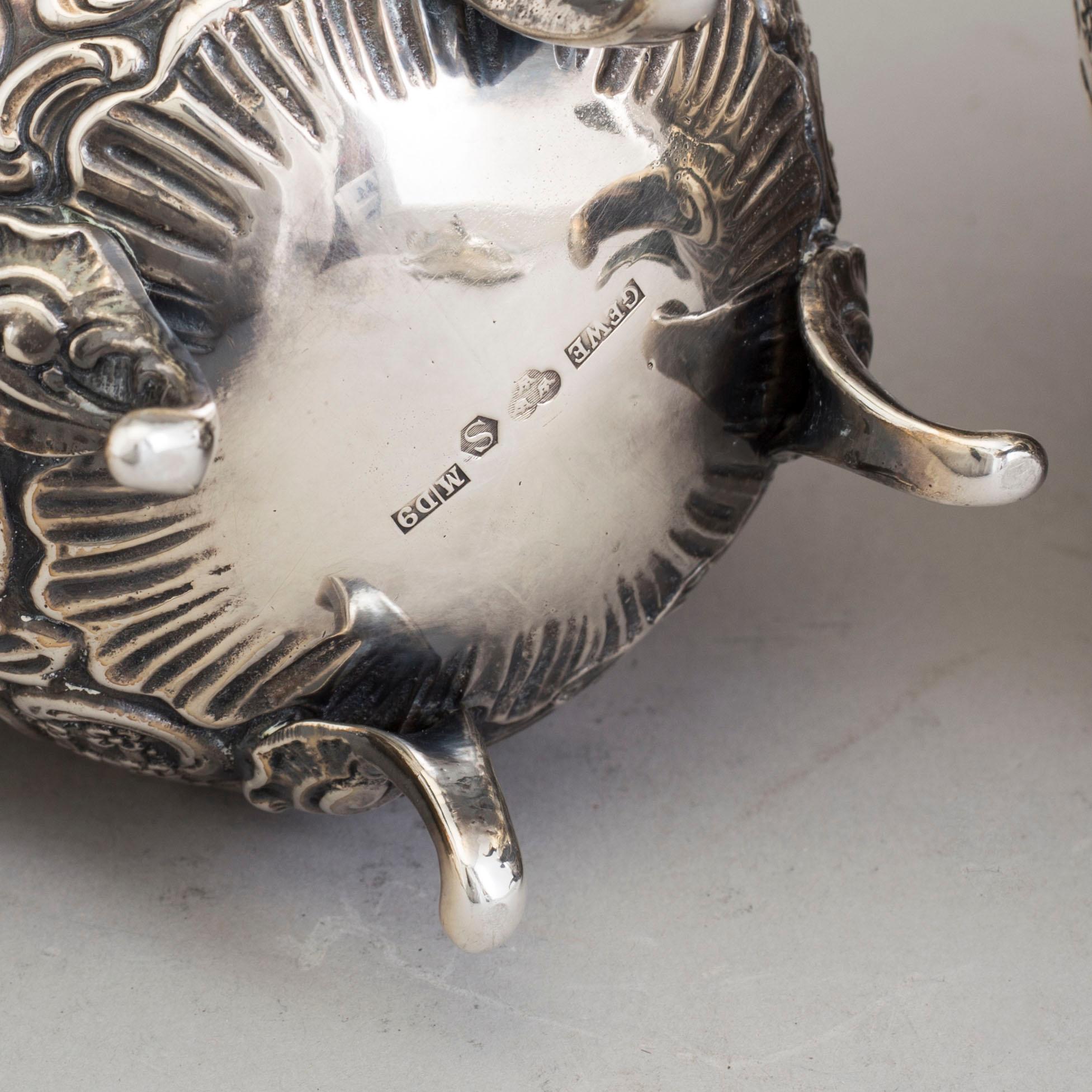 KAFFESERVIS, 4 delar, silver, rokokostil,  GEWE Malmö, 1954.