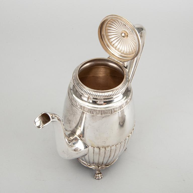 KAFFESERVIS, 3 delar, silver, B Erlandsson, Kristianstad, 1903, vikt ca 1200 gram.