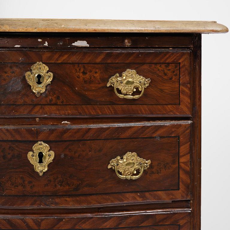 A Swedish late baroque faux bois commode, mid 18th century.
