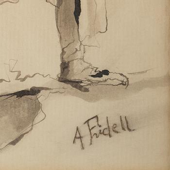 Axel Fridell, indian ink and wash, signed.