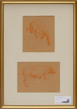 Arvid Knöppel · ARVID KNÖPPEL, krita, 2 st samramade, sign.