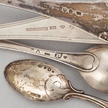 29 silvers spoons by varying smiths, Sweden, 18th-19th centruy.