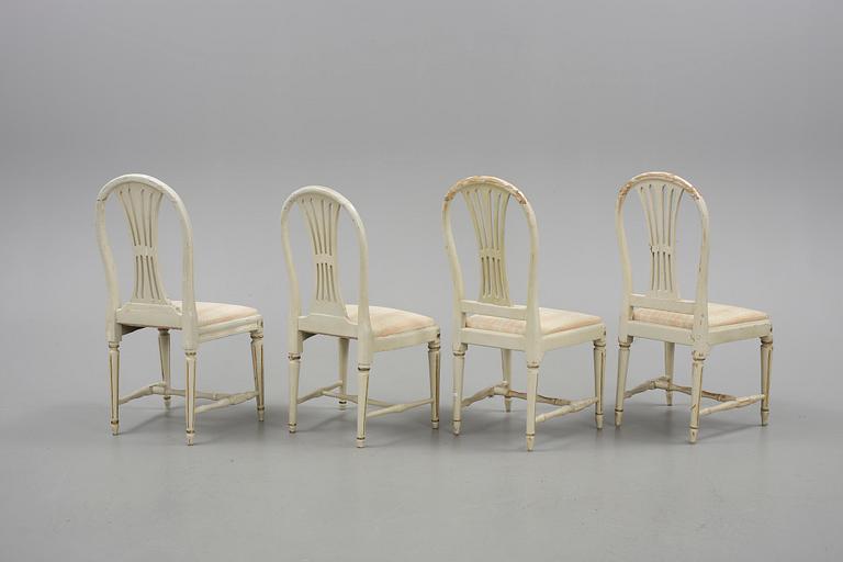 STOLAR, 4 st snarlika, Gustavianska, bl.a Johan Hammarström (mästare i Stockholm 1794-1812).