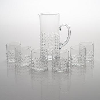 Nanny Still, A pticher and six drinking glasses "Grappo". Riihimäen Lasi OY.