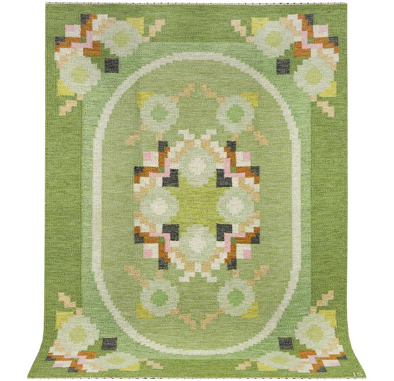 Ingegerd Silow, a flat weave carpet, signed IS, c. 230 x 170 cm.