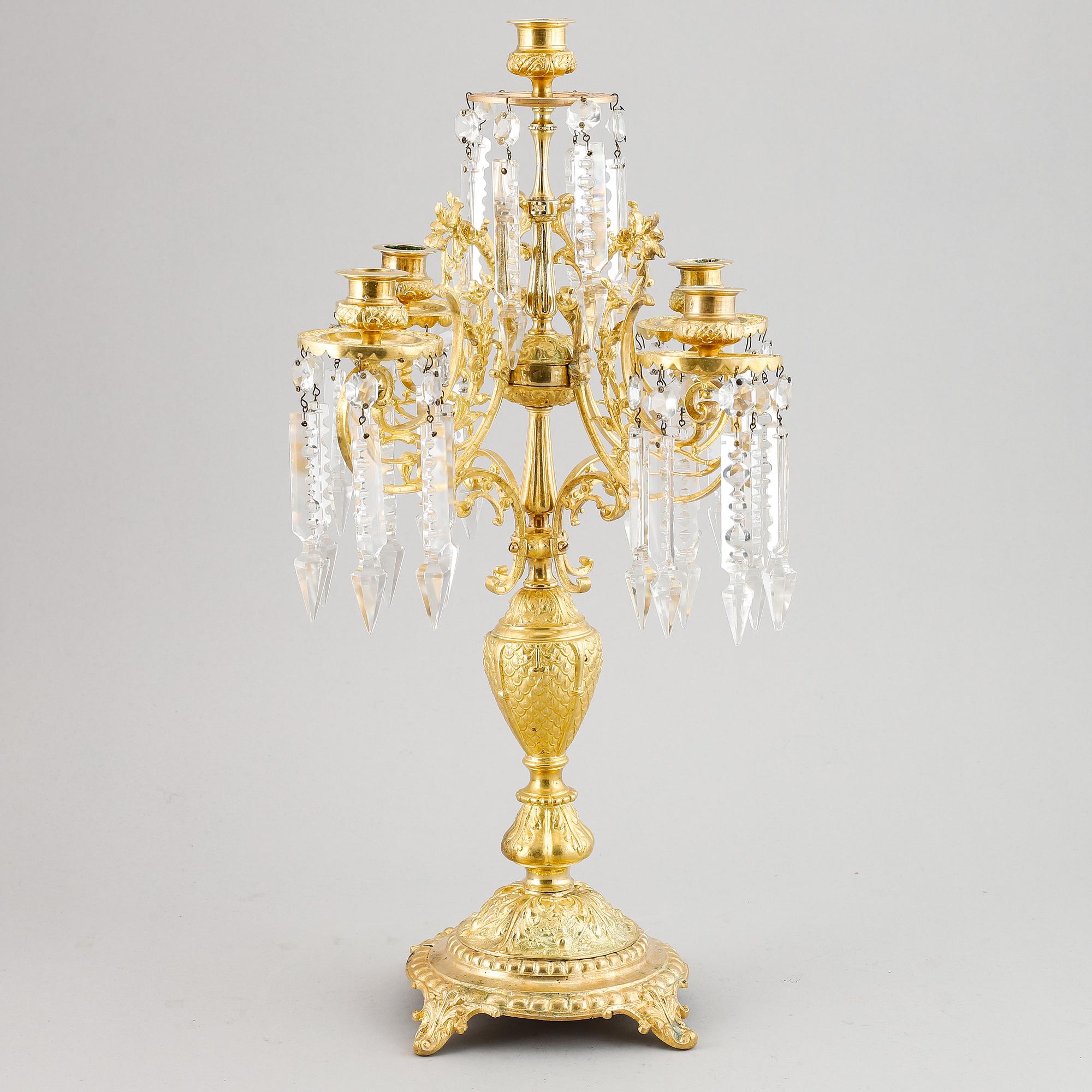 Kandelaber, mässing, oscariansk, 1800-talets slut.