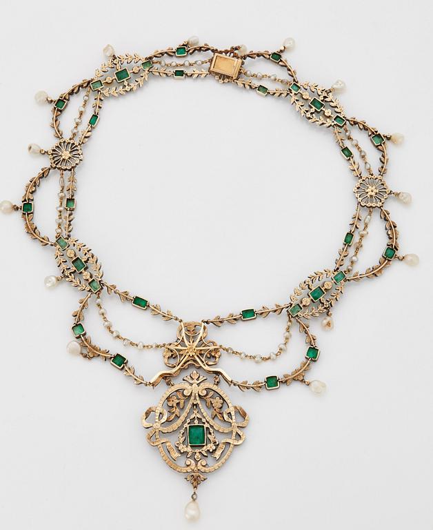 A 19th century emerald necklace.