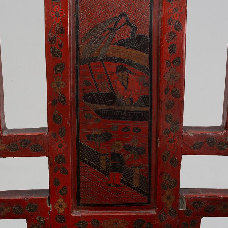 A chinese laqcuer armchair, 20th century.