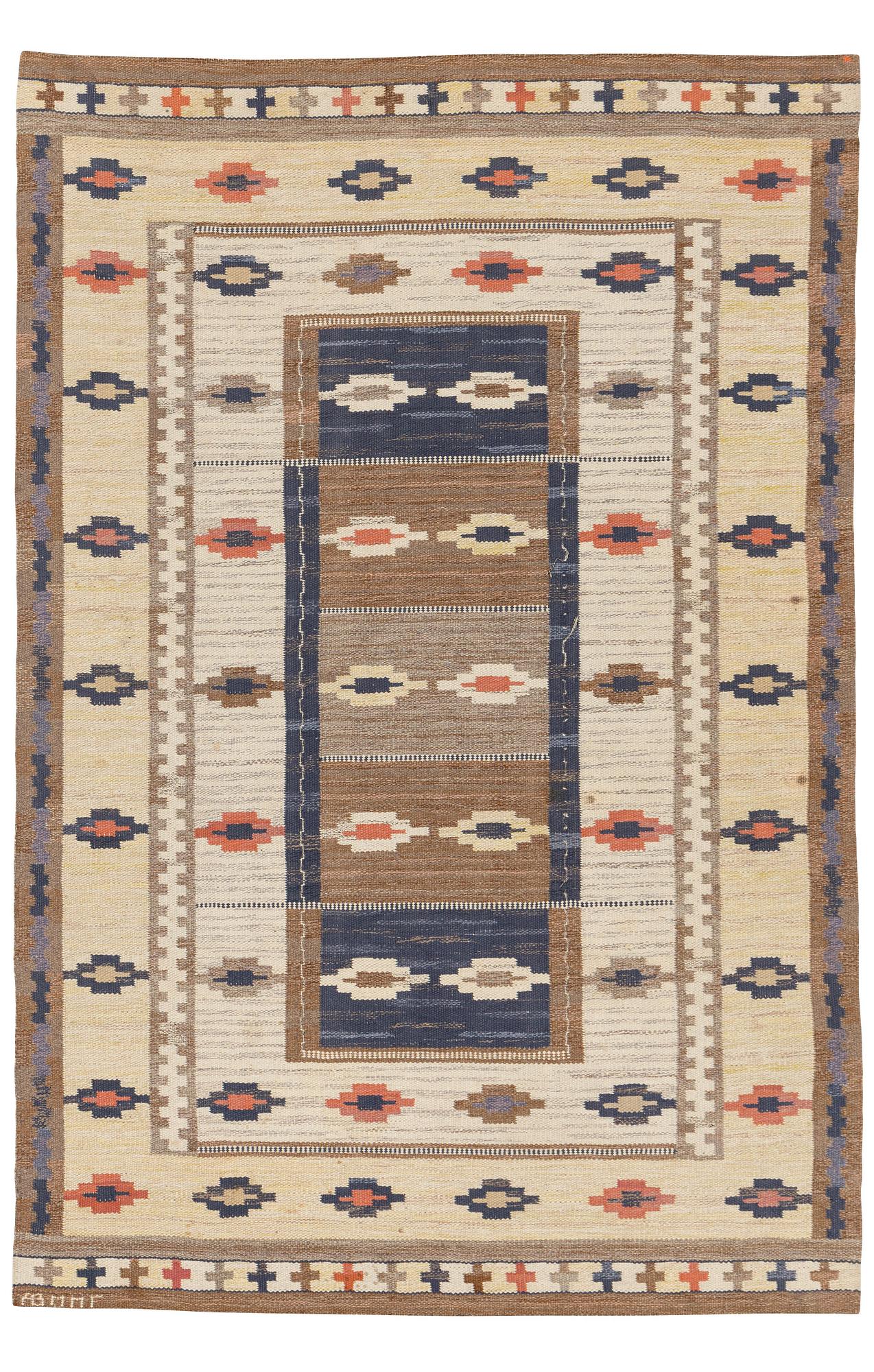 Märta Måås-Fjetterström, matta, "Ljusa mattan", rölakan, ca 253,5 x 169 cm, signerad MMF.