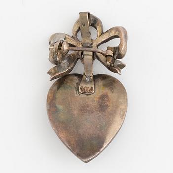 Silver and paste heart brooch, possibly Austria.