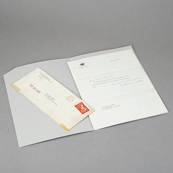 DAG HAMMARSKJÖLD (1905-61), brev med egenhändig hälsning och namnteckning, daterat 1 juli 1955.