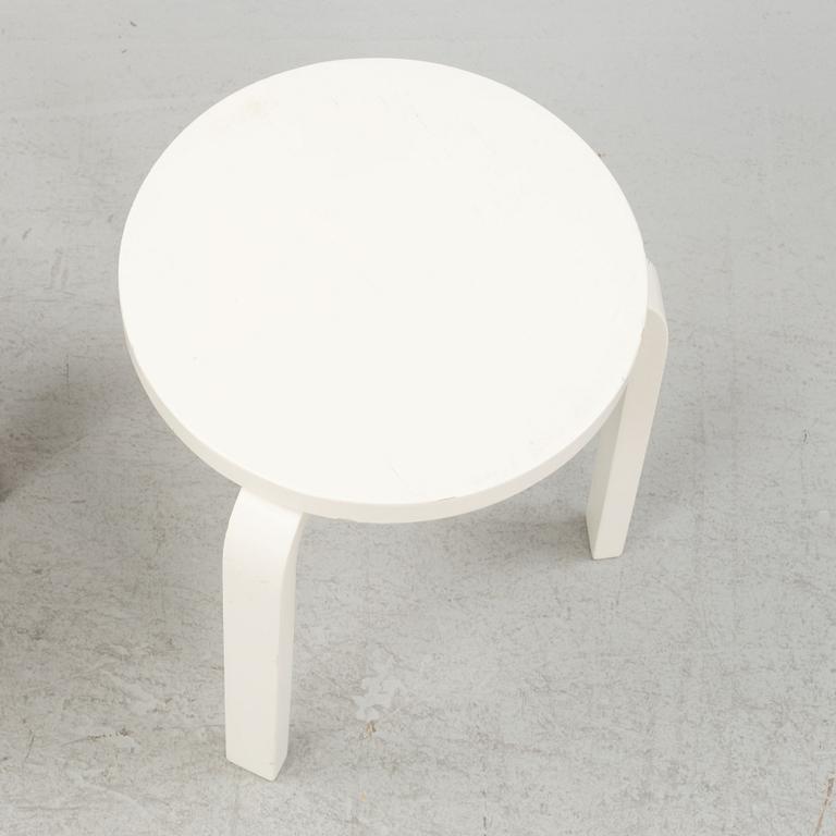 Alvar Aalto, three model 60 stools, Artek, Finland, mid 20th century.